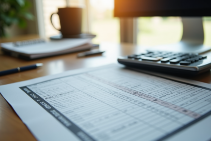 Bureau organisé avec tableau de conversion métrique et impériale