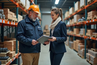 Chef de projet bâtiment en discussion avec fournisseur