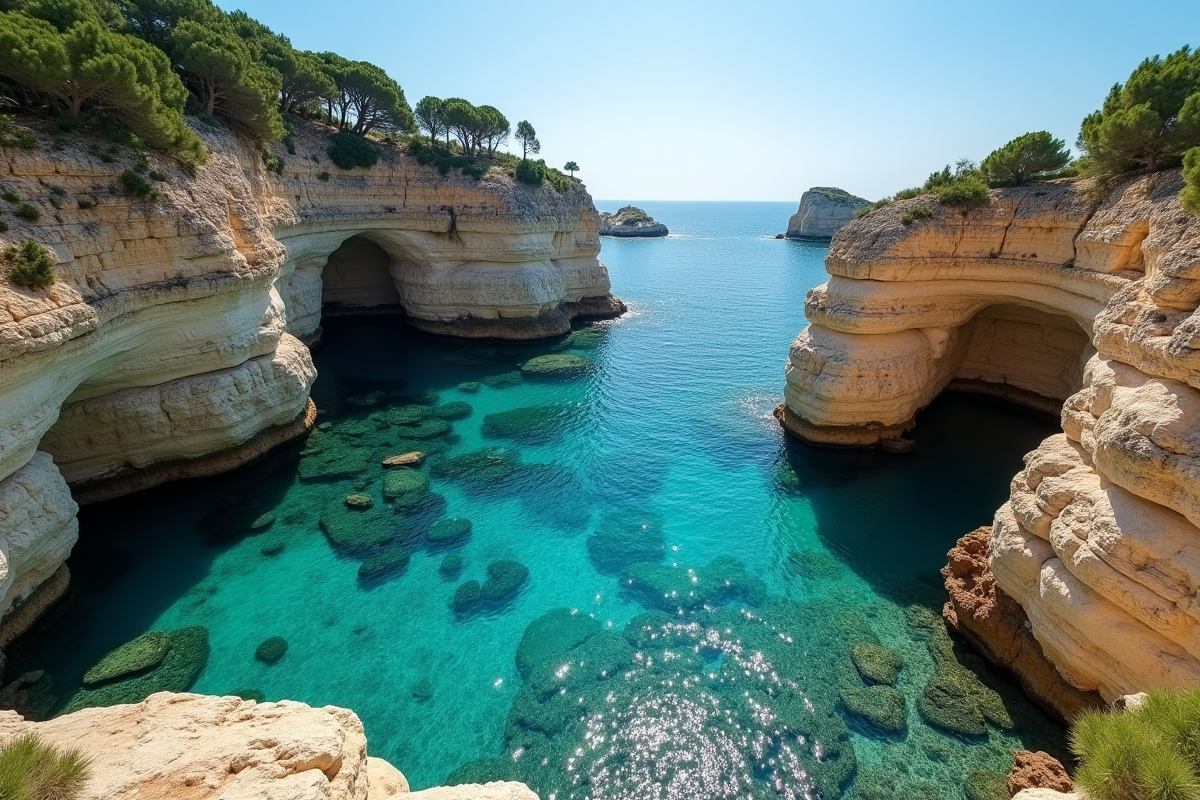 Anse rocheuse cachée près de Nîmes en plein midi