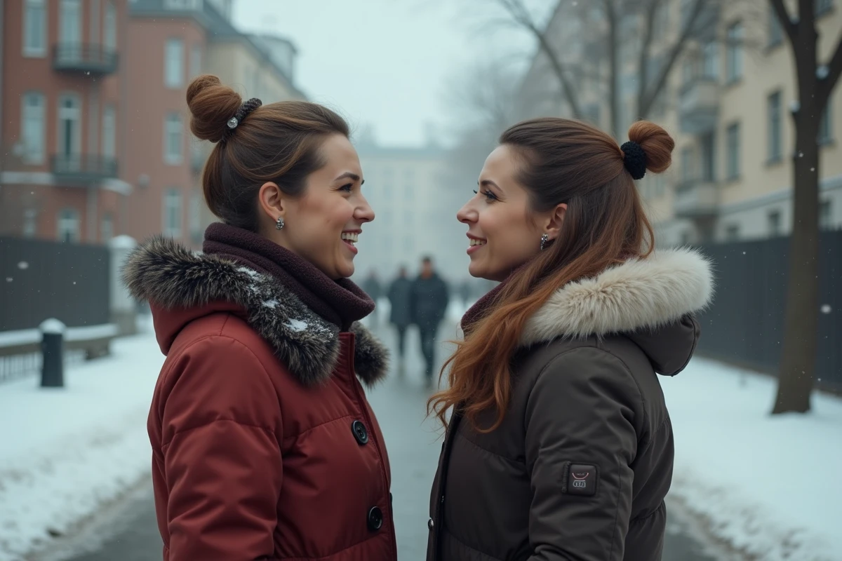 Deux femmes en manteaux d