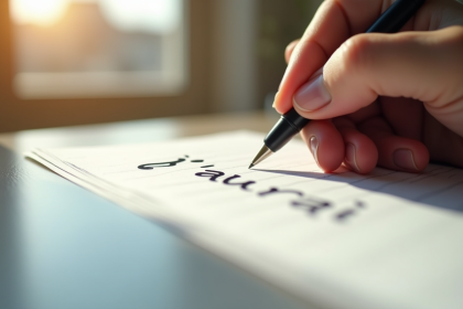 Main tenant un stylo écrivant j'aurais et j'aurai sur papier