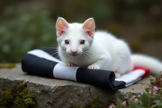Ermine sur drapeau breton en extérieur