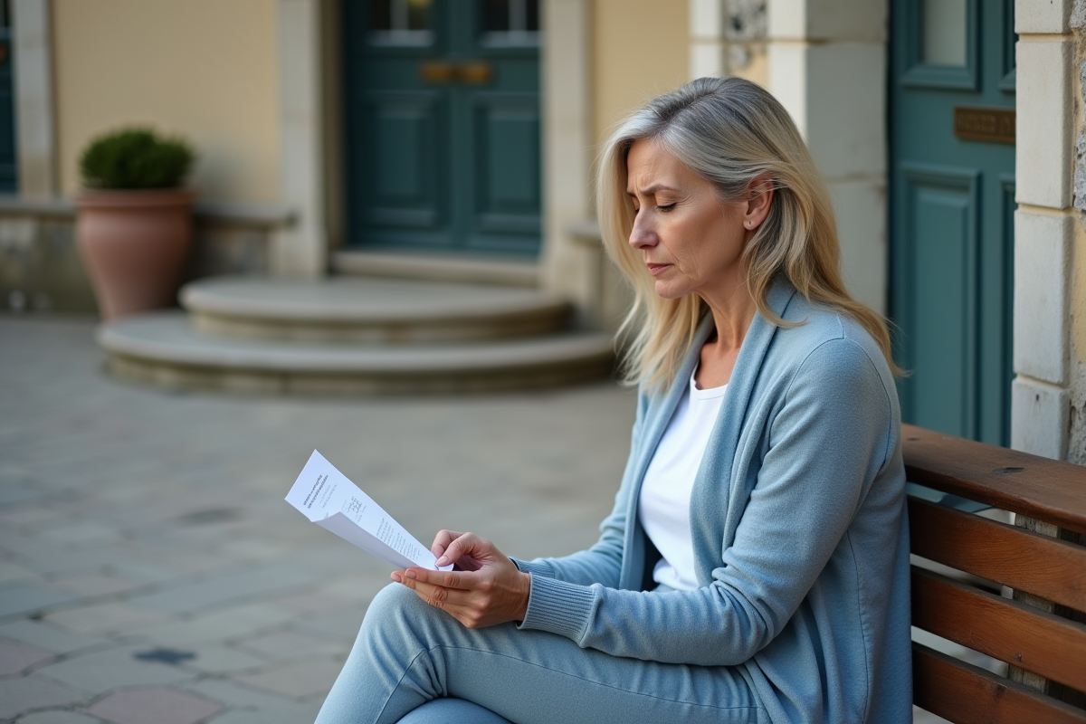 Femme lisant une lettre dans un cadre urbain authentique