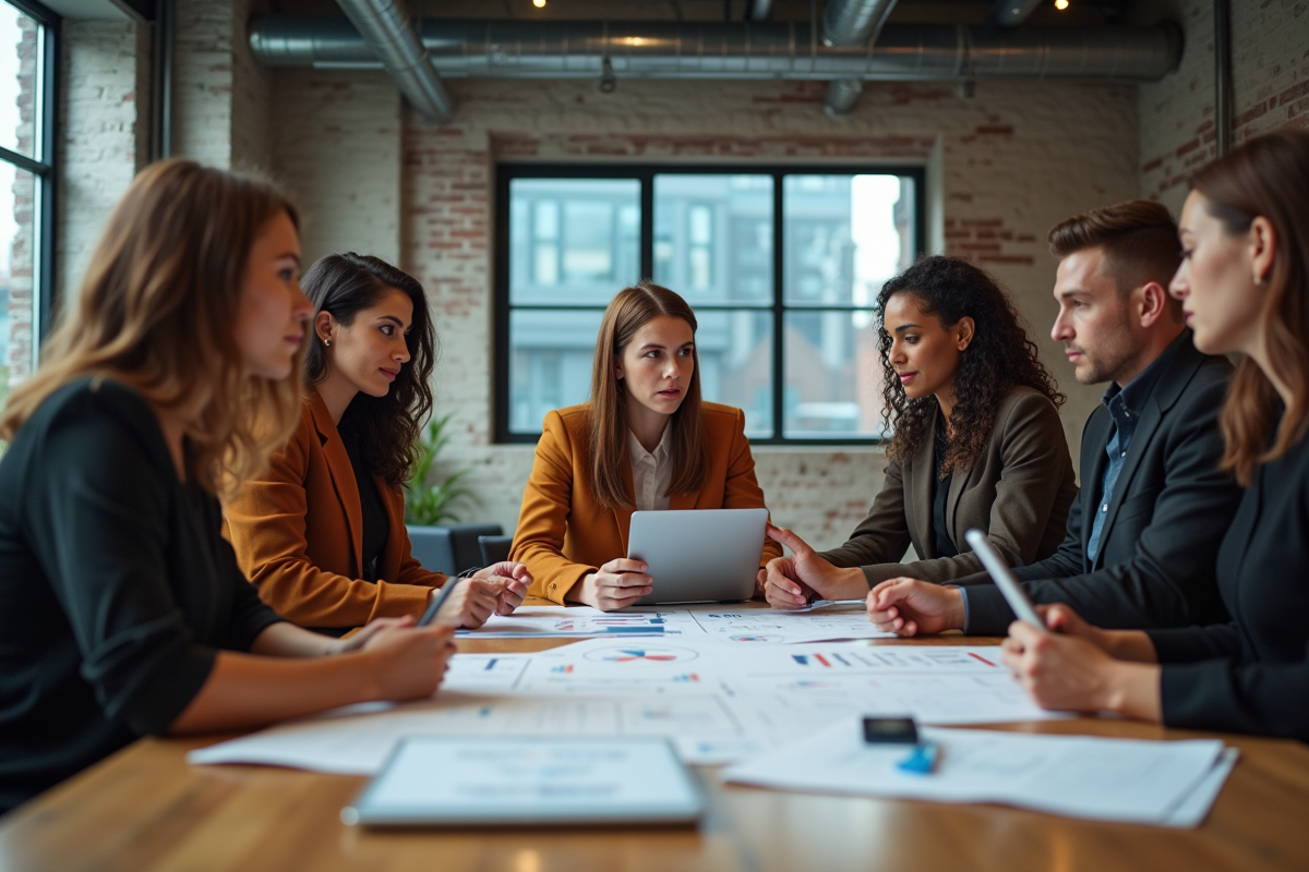 Groupe de trois personnes discutant autour d